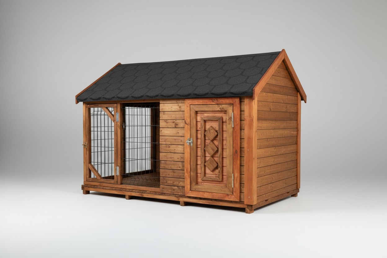 Verandalı Telli Bölmeli Premium Köpek Kulübesi